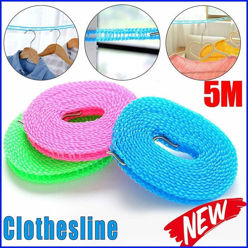 Portable 5M Travel Clothes Line Washing Rope Non Slip Airer Laundry Clothesline - Green โ image 2
