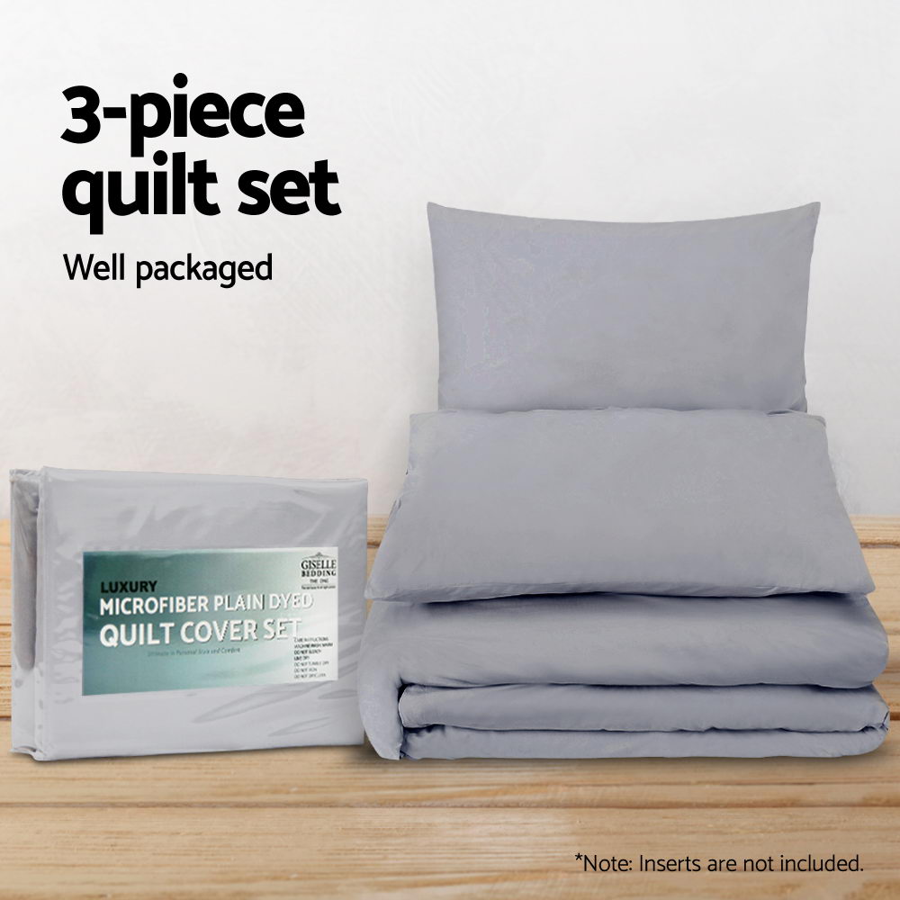Giselle Bedding Quilt Cover Set Classic Grey Super King — image 4