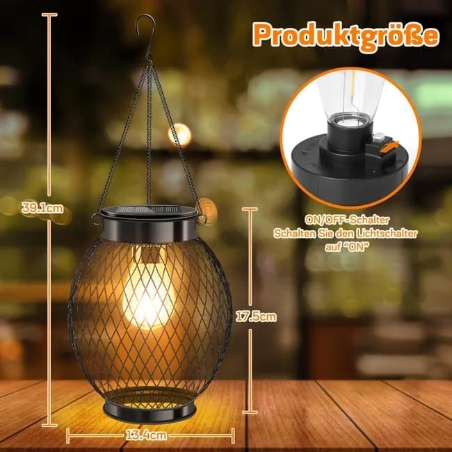 Solar Powered LED Outdoor Lantern with Solar Panel, IP65 Waterproof, for Garden Patio, Compatible with Outdoor Environments — image 4