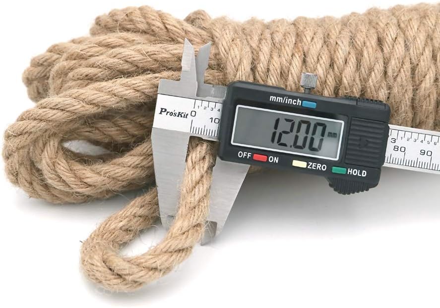 Jute Rope - 1/2 inch, 33 Feet x 12mm Thick, Heavy Duty Strong, Natural, for Crafts, Cat Scratching Post, Bundling, Hanging, Decorative — image 2