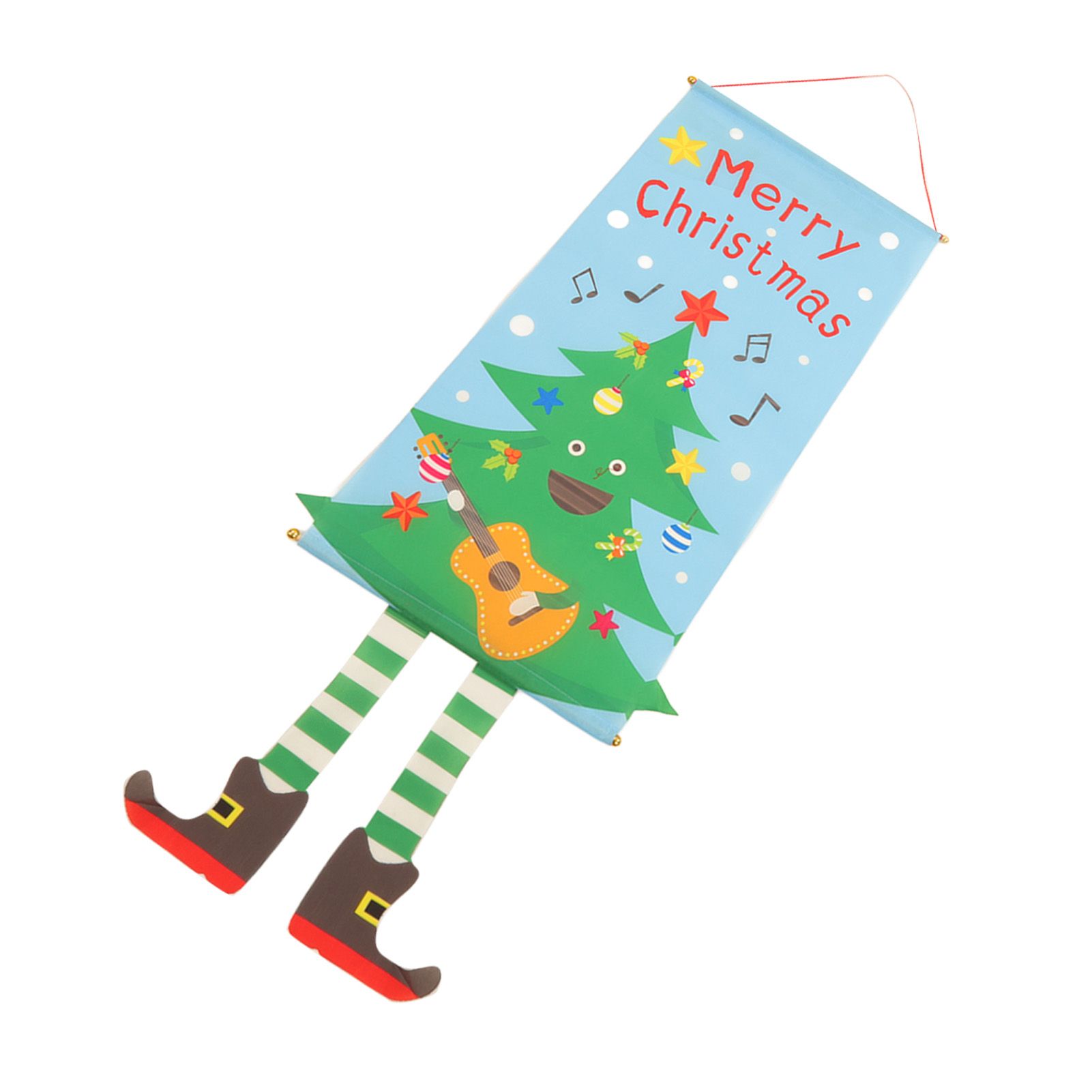 Christmas Flags Ornament Christmas Tree Designed Bamboo and Cloth Christmas Hanging Sign for Door Home — image 3