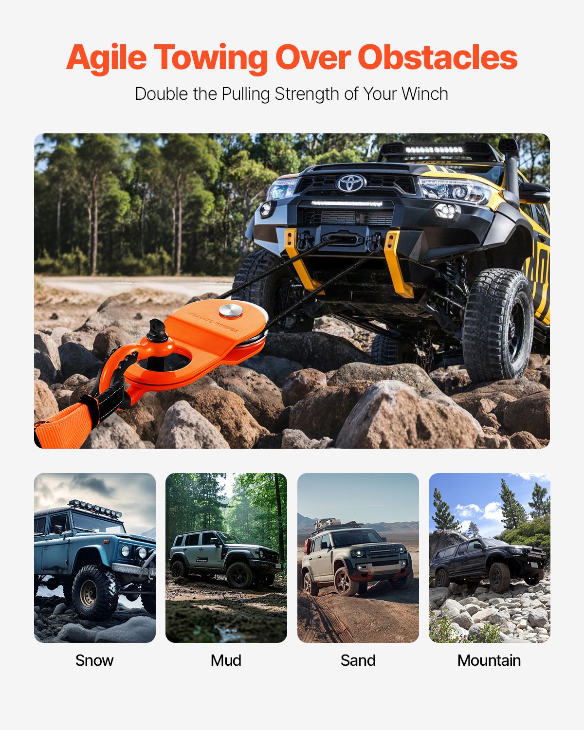 10 Ton Recovery Winch Snatch Block 22,000 lbs Capacity Off Road ATV UTV — image 4