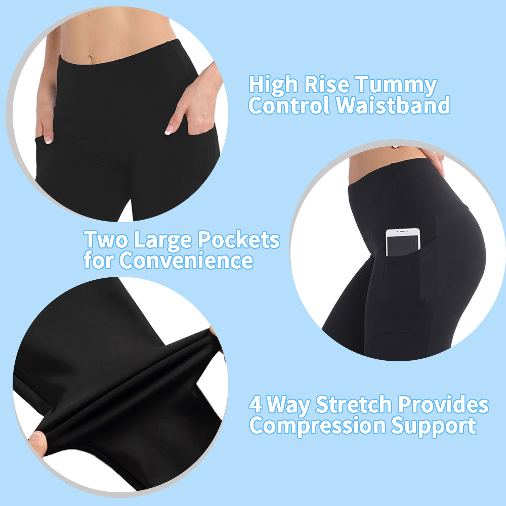 Size M Grey Women's Mid Waist Plush Leggings with Pockets - Autumn and Winter Leggings with Pockets — image 4