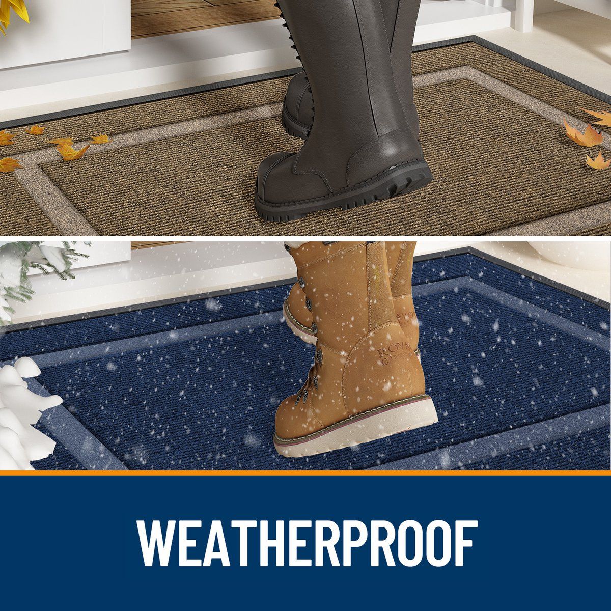 Indoor Outdoor Doormat, Rubber Non-Slip Entrance Mat for Scraping Mud, Sand and Dust from Shoes, Low Profile, 43 x 75 cm, Black — image 3