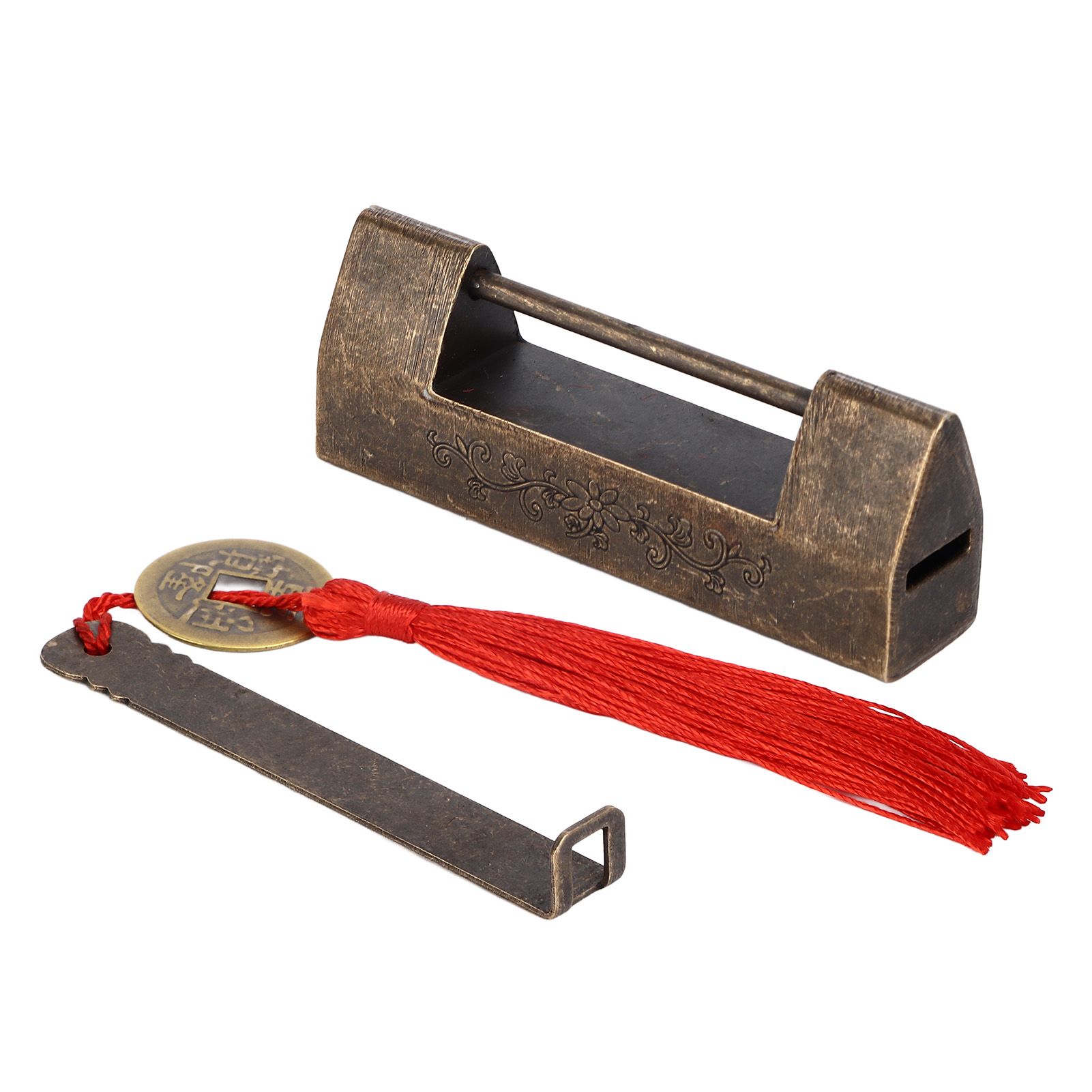 Antique Chinese Padlock 1.7in Spacing Durable Fadeless Brass Vintage Widely Used Chinese Style Padlock for Box Cabinet — image 6