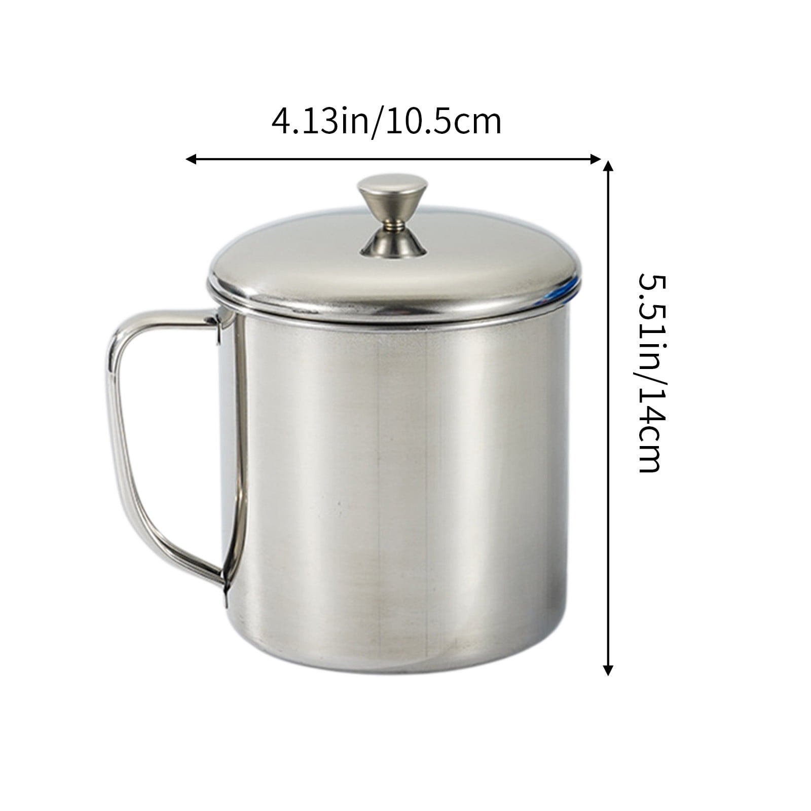 Stainless Steel Coffee Cup - Metal Tea Mug with Lid and Handle for Camping and Everyday Use S Silver — image 2