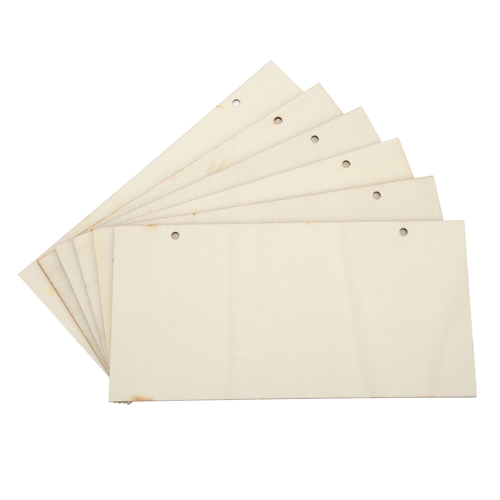 6pcs Blank Wooden Plaque Rectangle Decorative DIY Unfinished Wood Sign with Holes for Coffee Shop — image 2