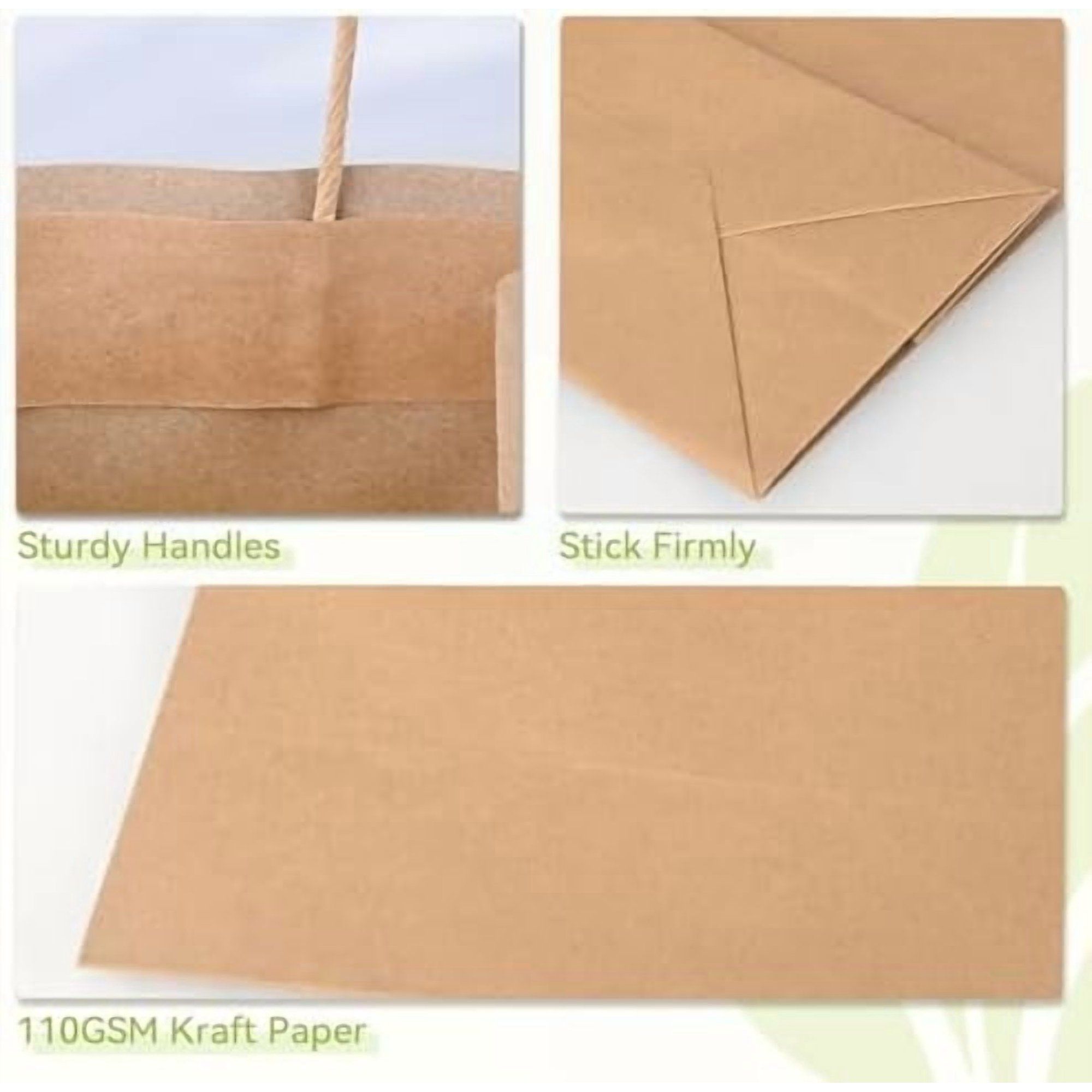 100 Pcs Brown Kraft Gift Bags With Handles, Medium Paper Bags for Craft Shopping Business Party Favor Retail Grocery, 5.91* 3.15 * 8.27in โ image 3