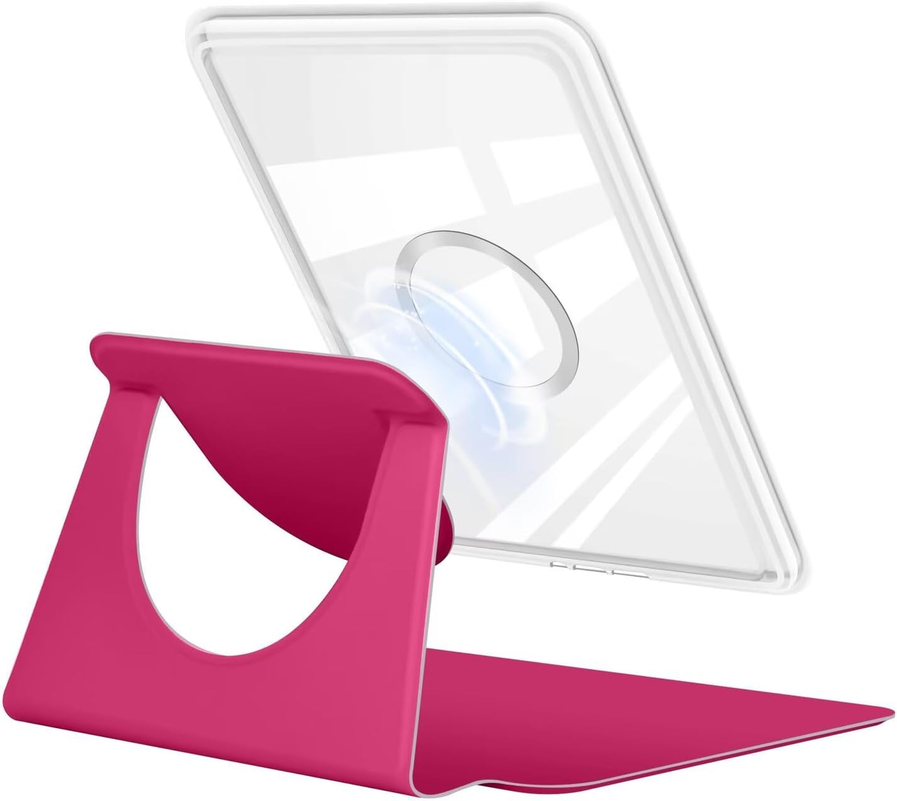 360° Rotating & Detachable Magnetic Case for 6.8" Kindle Paperwhite 11th Generation (2021) – Auto Wake/Sleep, Hands-Free Stand, Clear Back Cover (Rose Red) — image 4