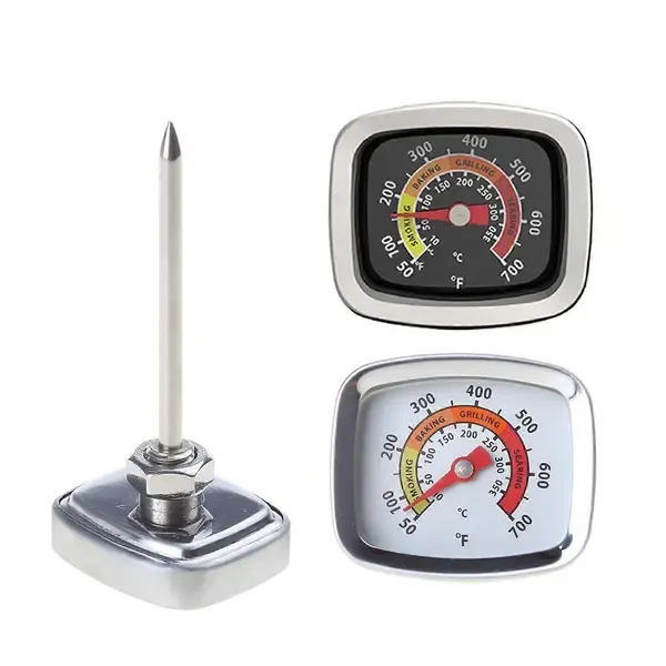 BBQ Grill Thermometer, Double-Display Stainless Steel Temperature Gauge for Smokers, Ovens and Meat Cooking, Silver — image 4