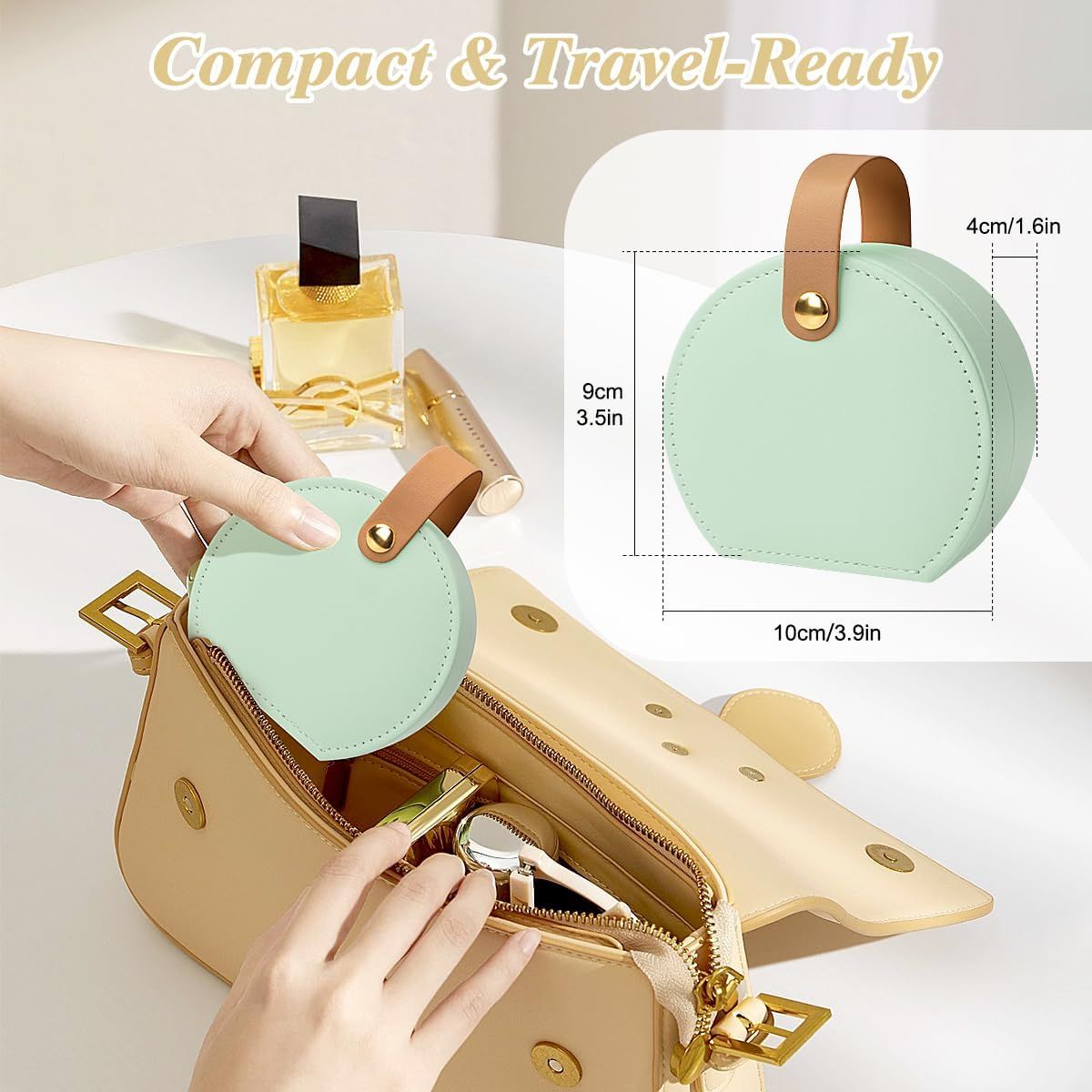 Travel Jewelry Box PU Leather 5 Compartments Bright Green โ image 3