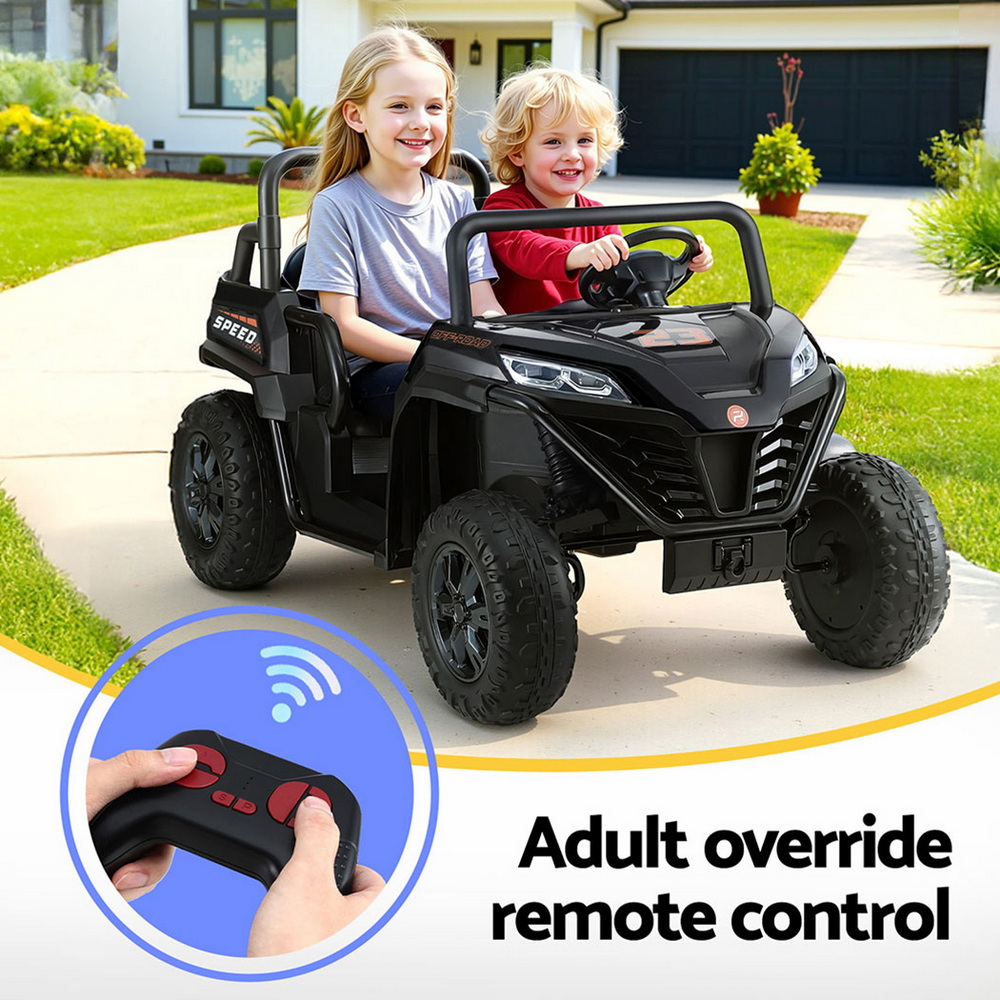Rigo Kids Ride On Car Electric Toys Cars Headlight Music Remote Control Black โ image 2