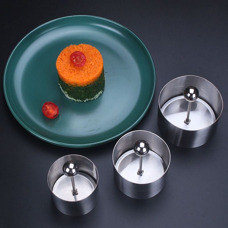 3 Set Sushi Making Mold Stainless Steel Round Pastry Ring Cake Forming Rings with Pusher Food Presentation Rings Tuna Mold โ image 4