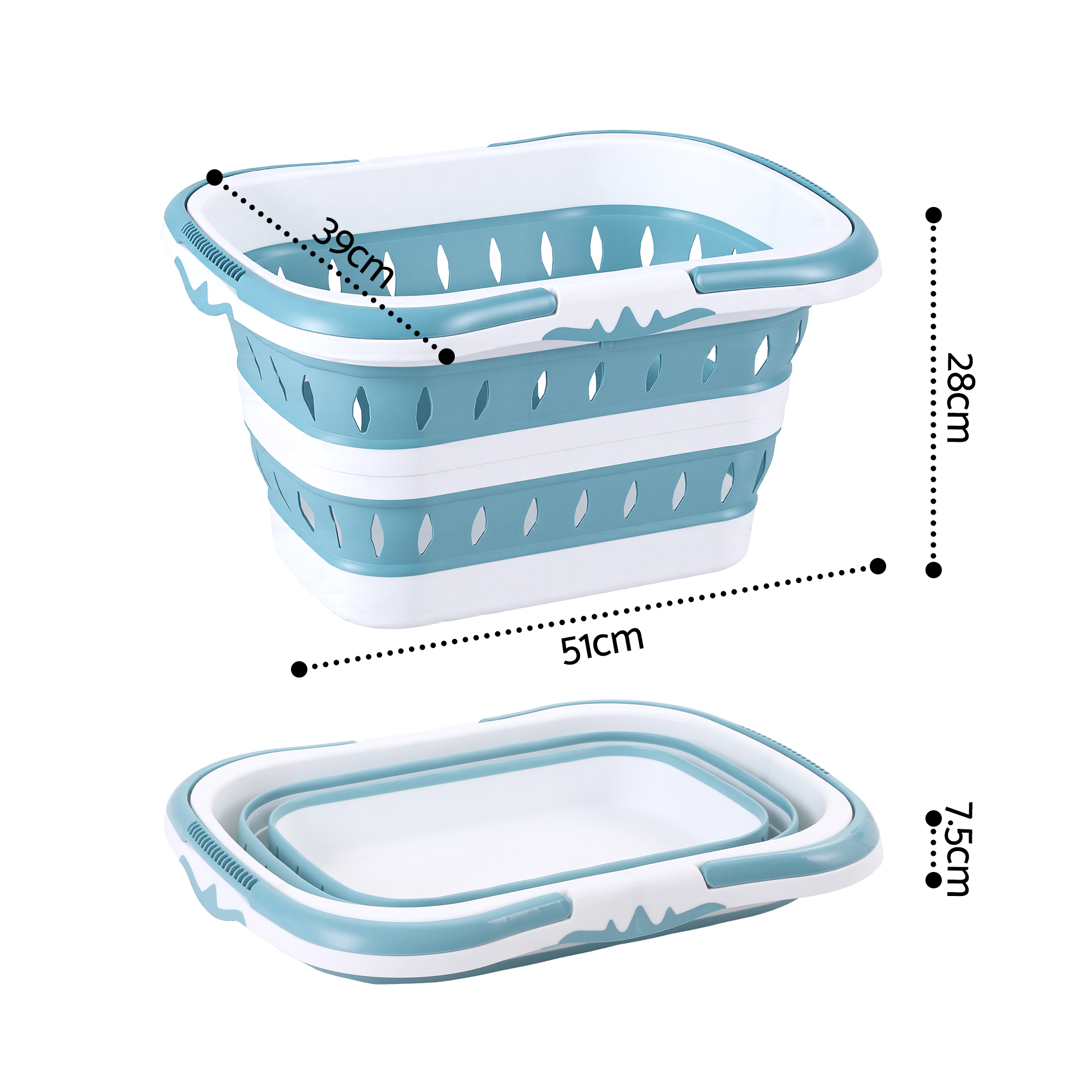 Artiss Laundry Basket Hamper Large Foldable Washing Clothes Storage Organiser Blue — image 2