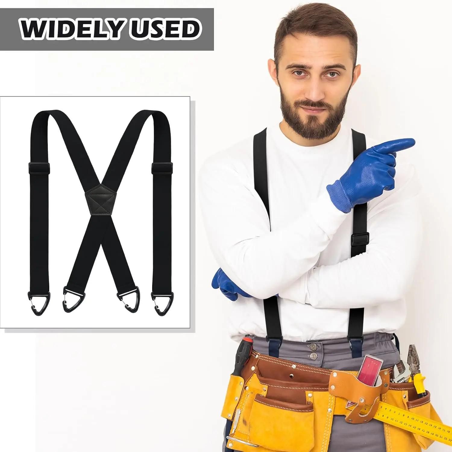1.5 Inch X-Back Hidden Elastic Suspenders with 4 Metal Clips, Heavy-Duty Corn Weave Braces for Men Women Work Wear and Outdoor Use, 2PCS Dark Grey 120 × 3.8cm — image 6