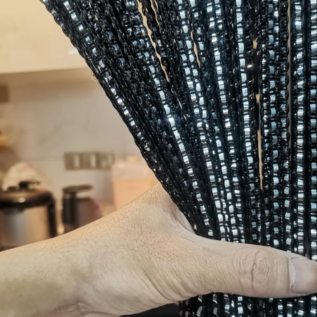 99 × 199 cm - Fly curtain - Screen door - Door curtain - Window decoration - Bead curtain - crystal bead coded door curtain - with tassels - wardrobe curtain — image 3