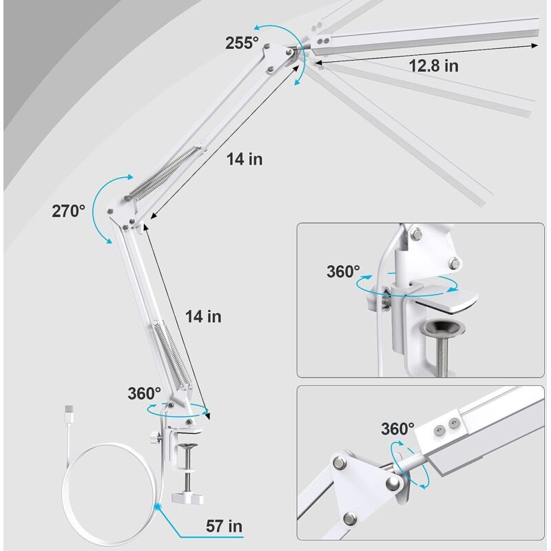 LED Desk Lamp - Powerful LED Desk Lamp With Clip - Eye Protection LED Desk Lamp - 3 Lighting Modes X 10 Brightness โ image 4