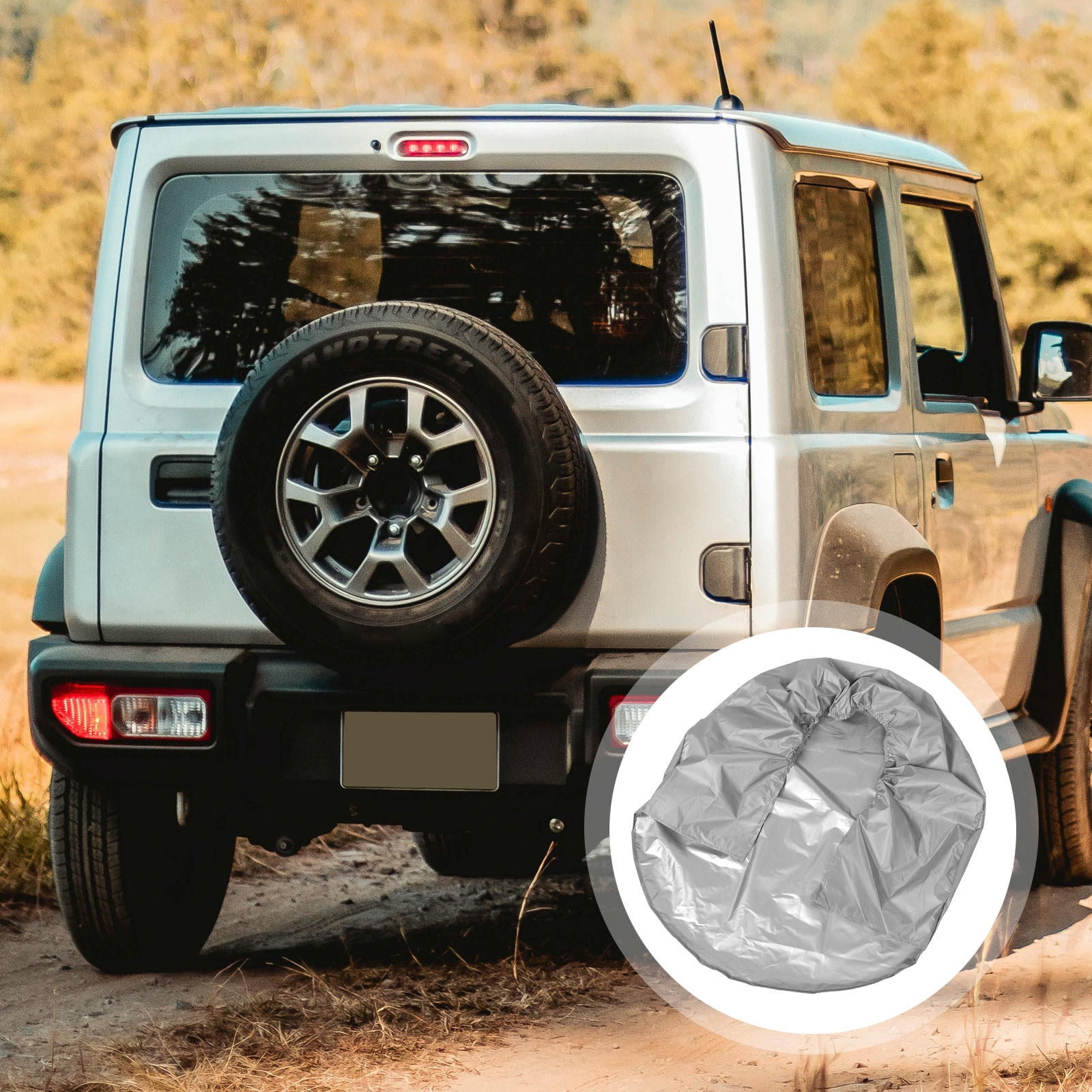 1Pcs RV Spare Tire Cover in Grey Coated Polyester Prevents Cracking and Extends Lifespan — image 5