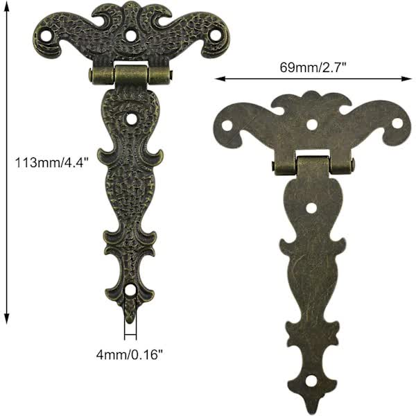 Antique Hinges, Bronze Decorative Retro Carved Hinges Cabinet Hinges For Doors Cupboard Jewelry Box 6 pcs โ image 2