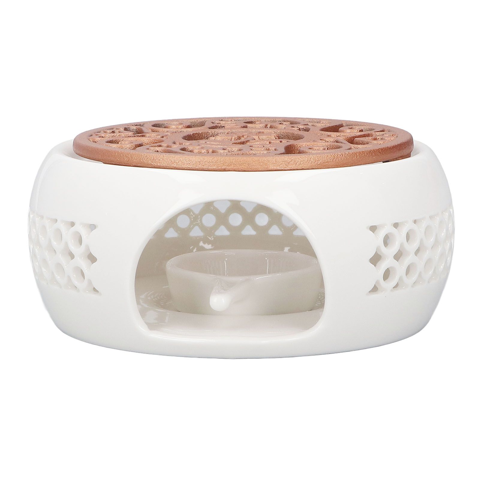Ceramic Teapot Warmer Hollowed Pad Concave Bottom Practical Multifunction Teapot Heater for Family Office Cafe โ image 6