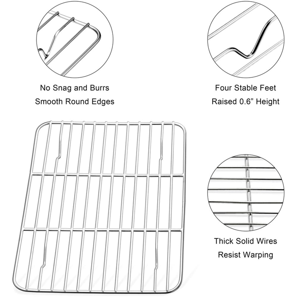 1 Pack High Strength Stainless Steel Grill Racks,Nonstick Roasting Racks,Rectangle Wire Net Rack,Kitchen Baking Rack,Nonstick Wire Grill Net,for Picnic Camping โ image 5