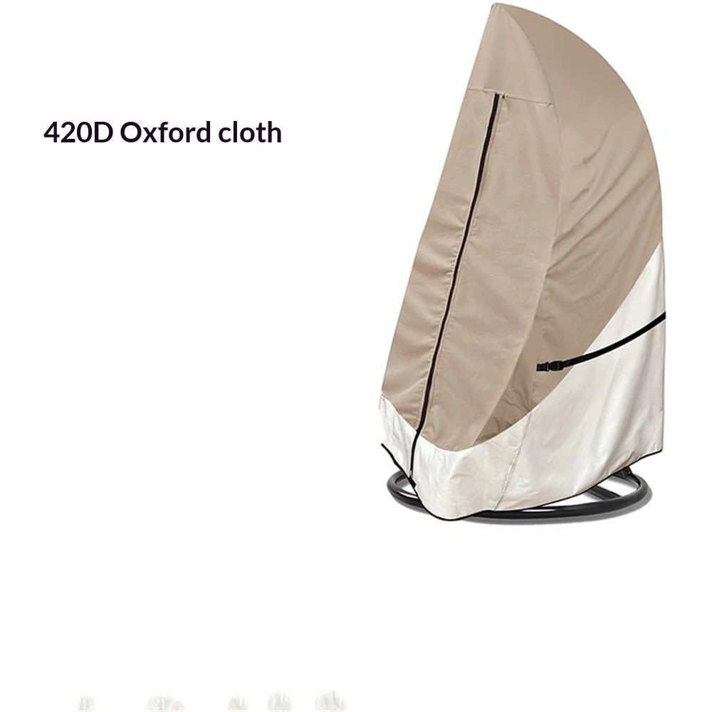 Patio Hanging Egg Chair Cover - 420D Waterproof Outdoor Single Seat Wicker Swing Egg Chair Stand Protector, Light Tan & Khaki — image 5
