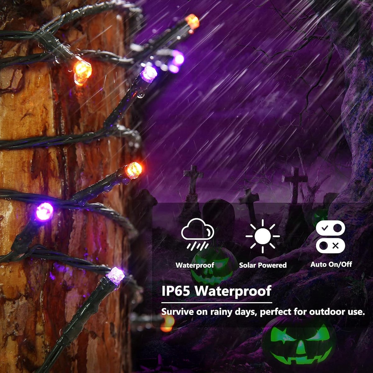 2 Pieces Solar Garden Lights Total 171 FT, 400 LED Lights - Halloween Lighting - Halloween String Lights - Halloween Decoration - Halloween Lanterns Decoration — image 2