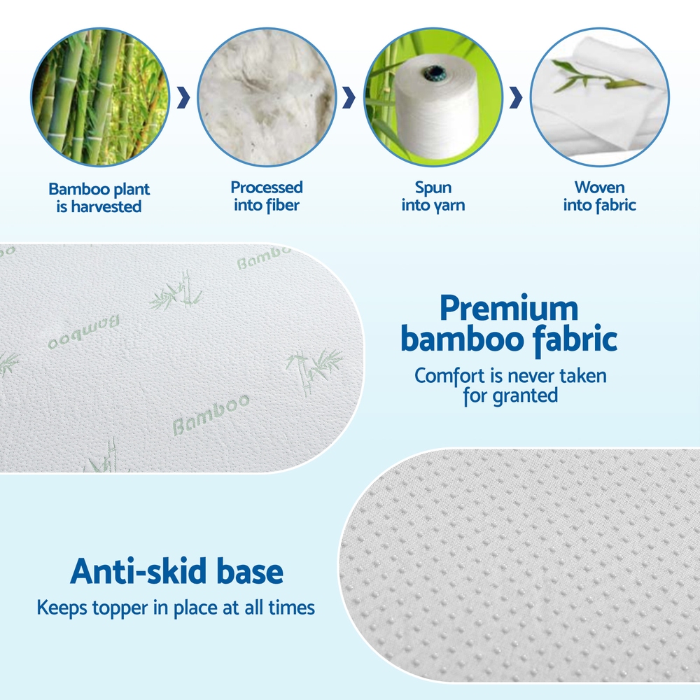 Giselle 12cm Memory Foam Mattress Topper Ventilated Cool Gel Bamboo Cover King Single โ image 6