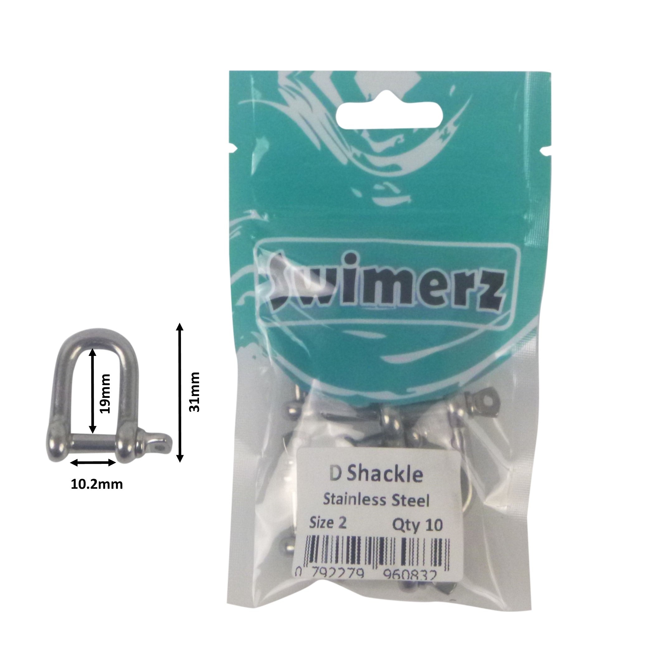 Swimerz Stainless Steel D Shackles, Size 2, 10 pack โ image 2