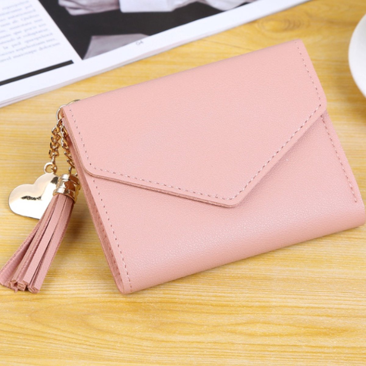 Wallet & Card Holder in 1 | Credit Card Holder | With Cash Compartment | Card Holder | Wallet | PU Leather | Pink — image 5