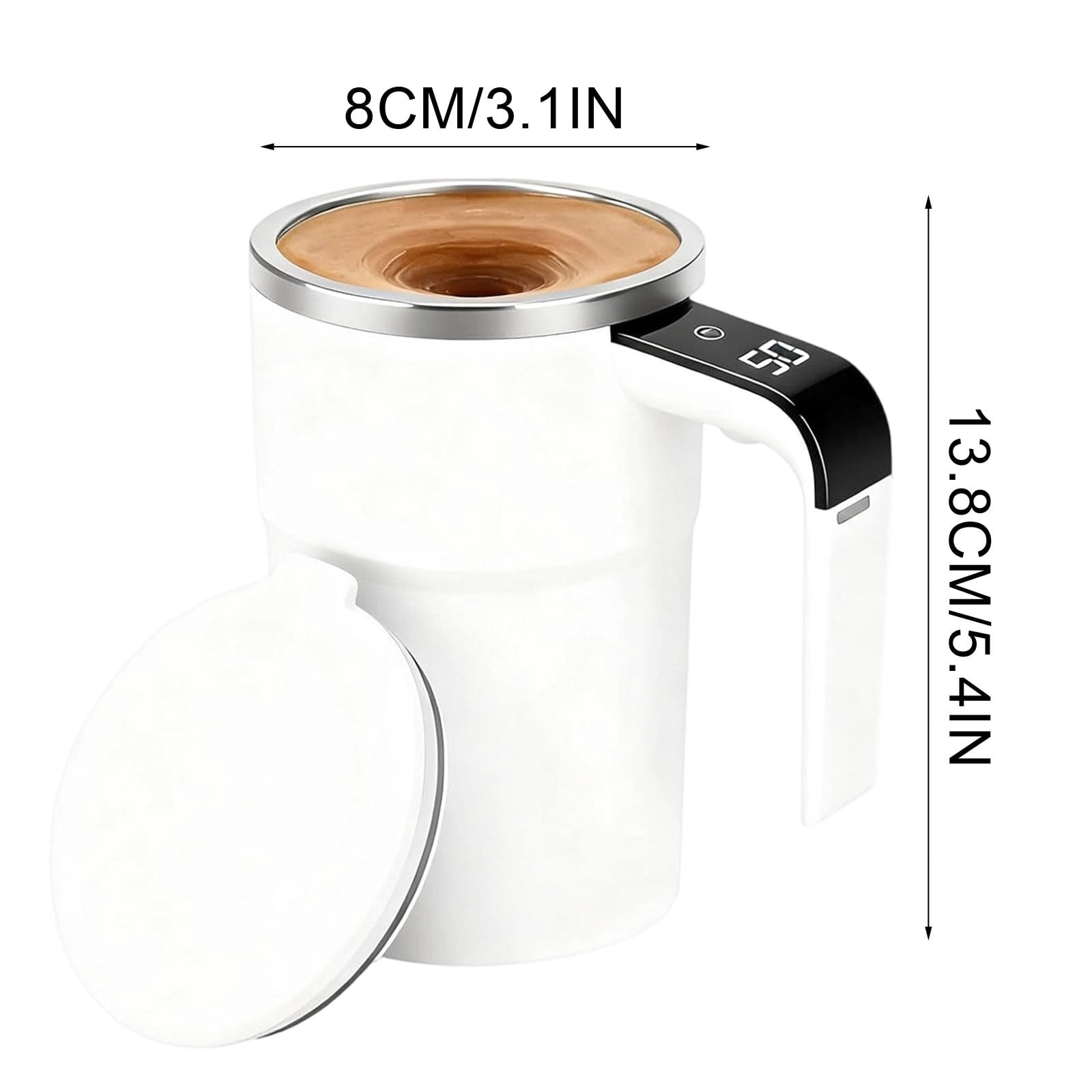 Self-Stirring Magnetic Coffee Mug with Temperature Display, Automatic Mixer for Coffee, Tea and Shakes, 304 Stainless Steel Liner, White — image 2