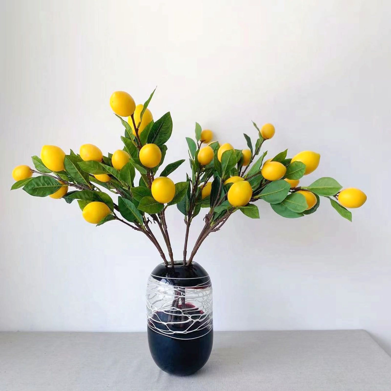 Artificial Lemon Branch 65cm Yellow Lemon Long Branches Leaves Green Plant for Living Room Model Room Decoration โ image 2