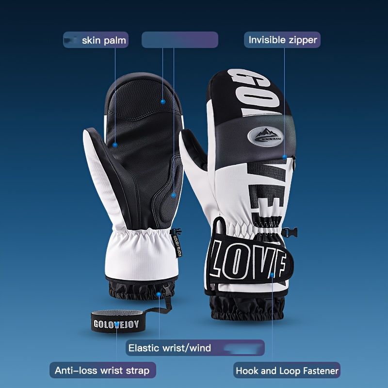 Winter Ski Mittens Waterproof & Windproof for Outdoor Snow Sports, with Touchscreen Compatibility, Fleece Lining, Anti-Slip Palm, Adjustable Wrist Strap, and — image 3