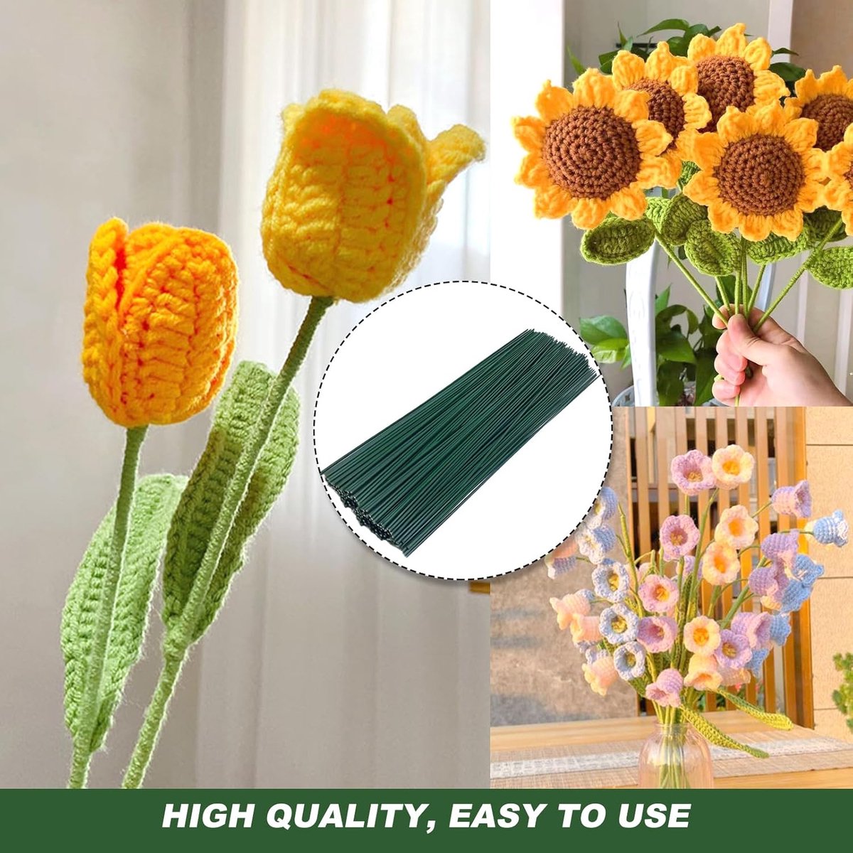 50 pieces - Floral wire - 30 cm * 2 mm - Flower stem - Flower arranging tools - Flexible floral wire stems - Plant accessories - DIY crafts - for bouquets — image 3