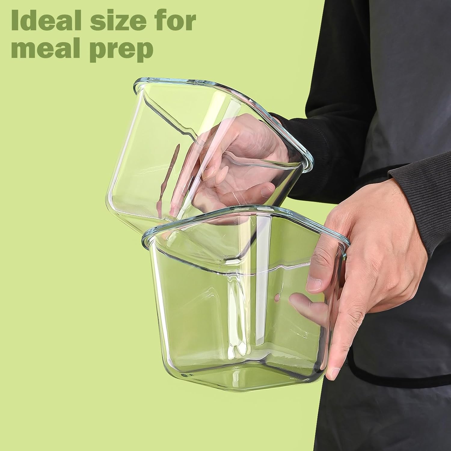 Soup Containers with Lids Glass 32 oz, 4 Cup Borosilicate Glass Food Storage Containers, Microwave & Freezer Safe Jars, Small Square Meal Prep Bowl for Salad — image 3