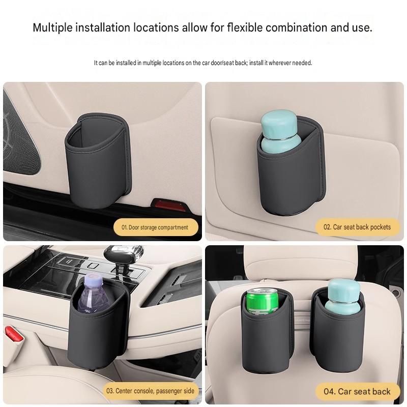 Orange Universal Car Door Cup Holder - PU Leather Hanging Storage Organizer for Seat Back and Console side and Door storage compartment - Multi-Purpose โ image 4