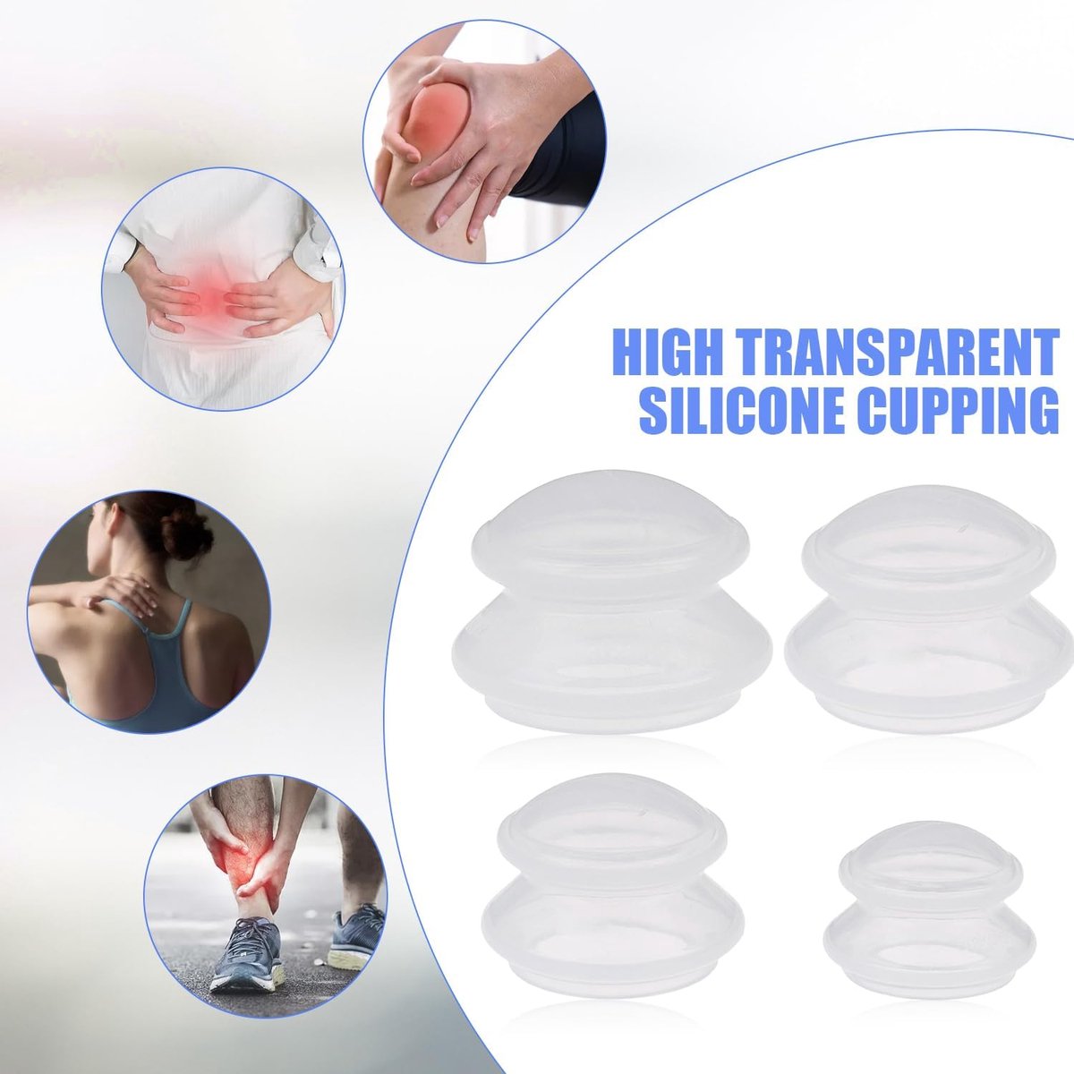 4 pcs Cellulite Cups - Silicone Cups - Cupping Set - Cupping For Cellulite - Vacuum Cup - For reducing cellulite anti-aging relieves pain and joints for โ image 4