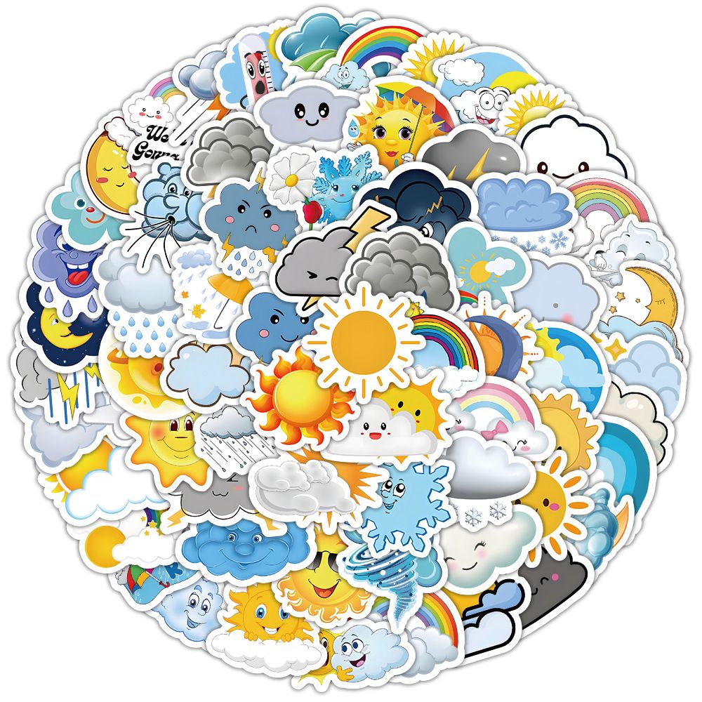 Pack 100 pcs Weather Cloud Stickers for Water Bottles Waterproof Laptop Luggage Computer Cups Scrapbooking Teens Adults Girls Cute — image 3