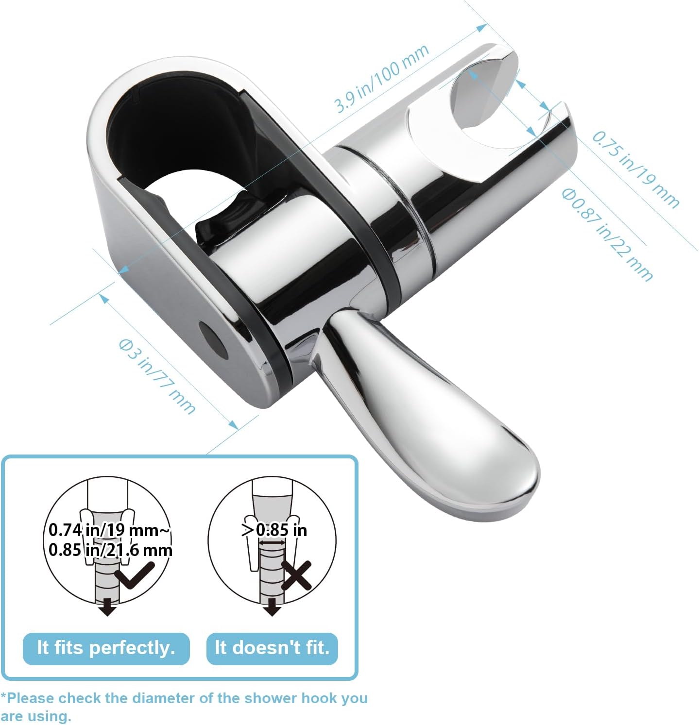 ADA Handshower Shower Grab Bar Head Holder, Universal Fit 1.25''(32mm) Hand Held Shower Bracket for Handicap Grab Bar, Detachable Bathroom Replacement, 360 — image 3