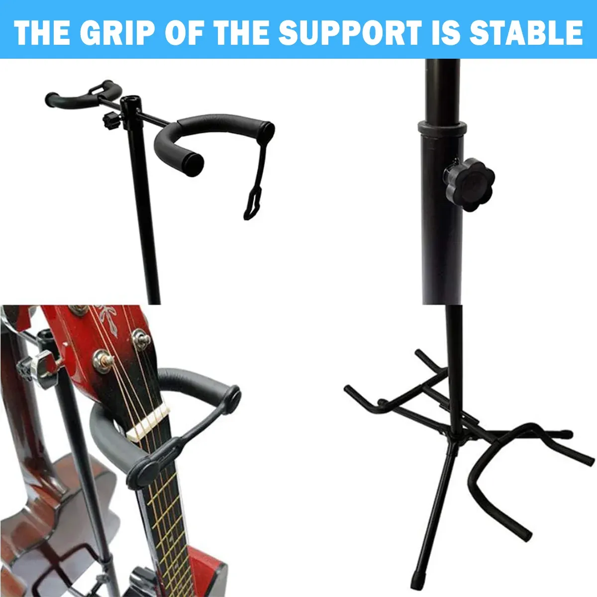 2/3Head Guitar Stand with Height Adjustment Foldable Holder Guitar Stand Bass - Dual-vertical type — image 6