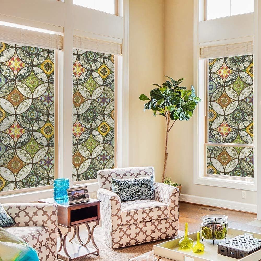 2 Static Cling-Free Decorative Window Film with Stained Glass Effect, Self-Adhesive Frosted Privacy Protection Film, 45cm x 200cm — image 3
