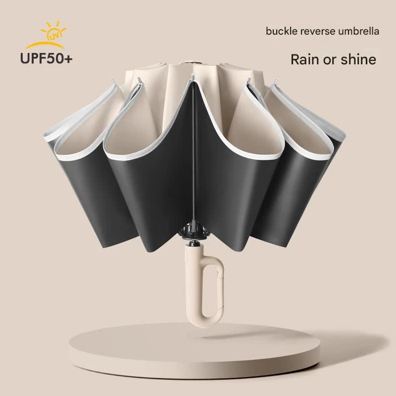 Automatic Open/Close Umbrella with UPF50+ Sun Protection - 10-Rib Windproof Design, Carabiner Handle(Blue) — image 3