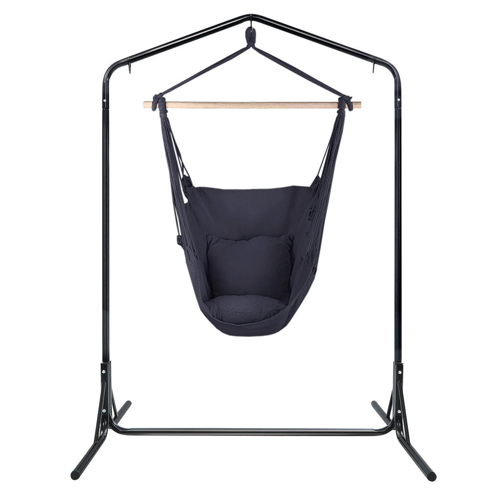 Gardeon Outdoor Hammock Chair with Stand Swing Hanging Hammock with Pillow Grey β image 3