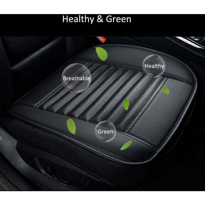 Universal Front Car Seat Cover Super Breathable Bamboo Charcoal Pu Leather,20.8 20.1''(1 Piece-Black) — image 2