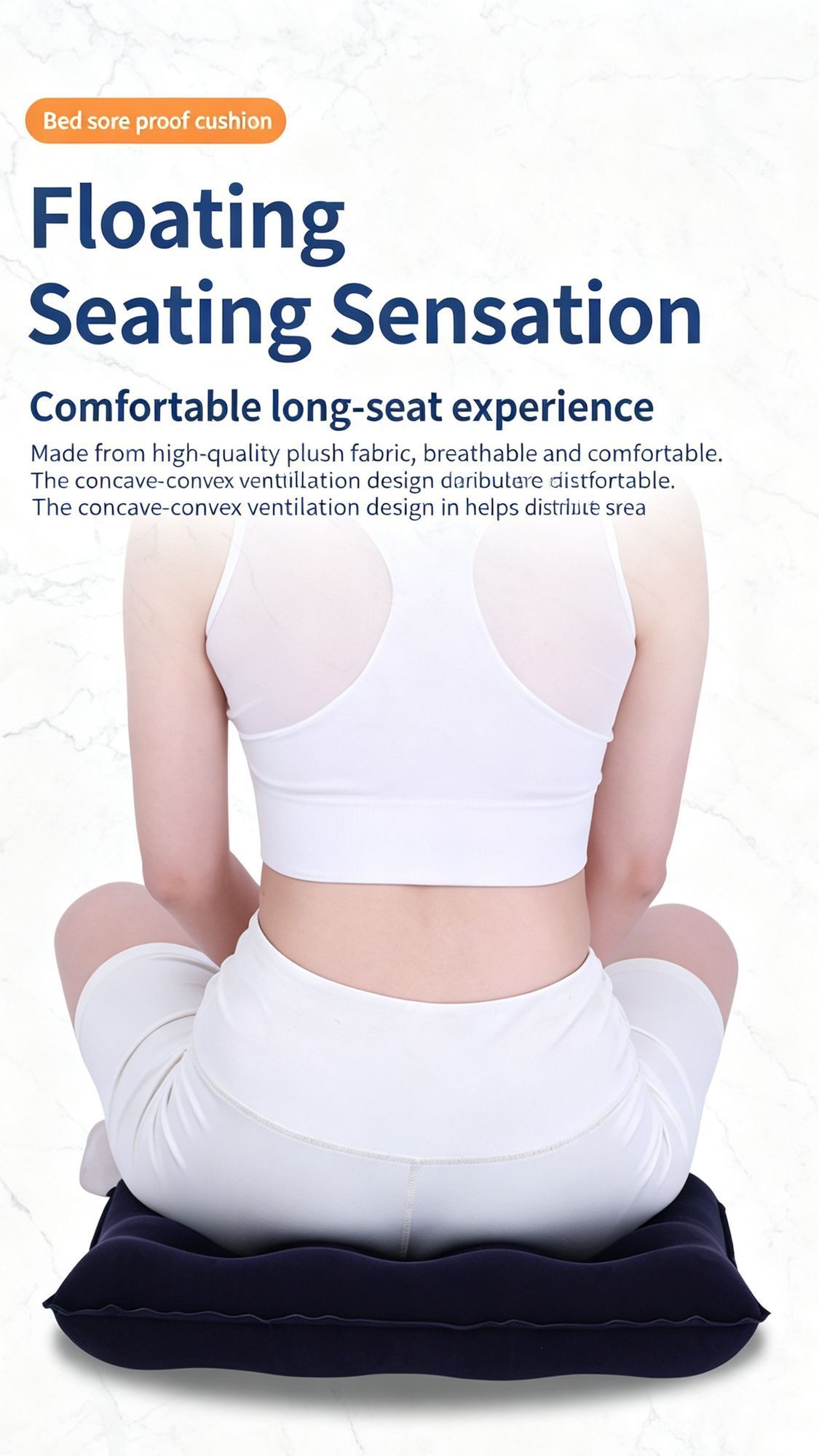 Flocked Inflatable Small 9 Hole Square Anti Pressure Sore Cushion, Tailbone & Hip Support Pad, Blue, Compact Design For Daily Use ā image 2
