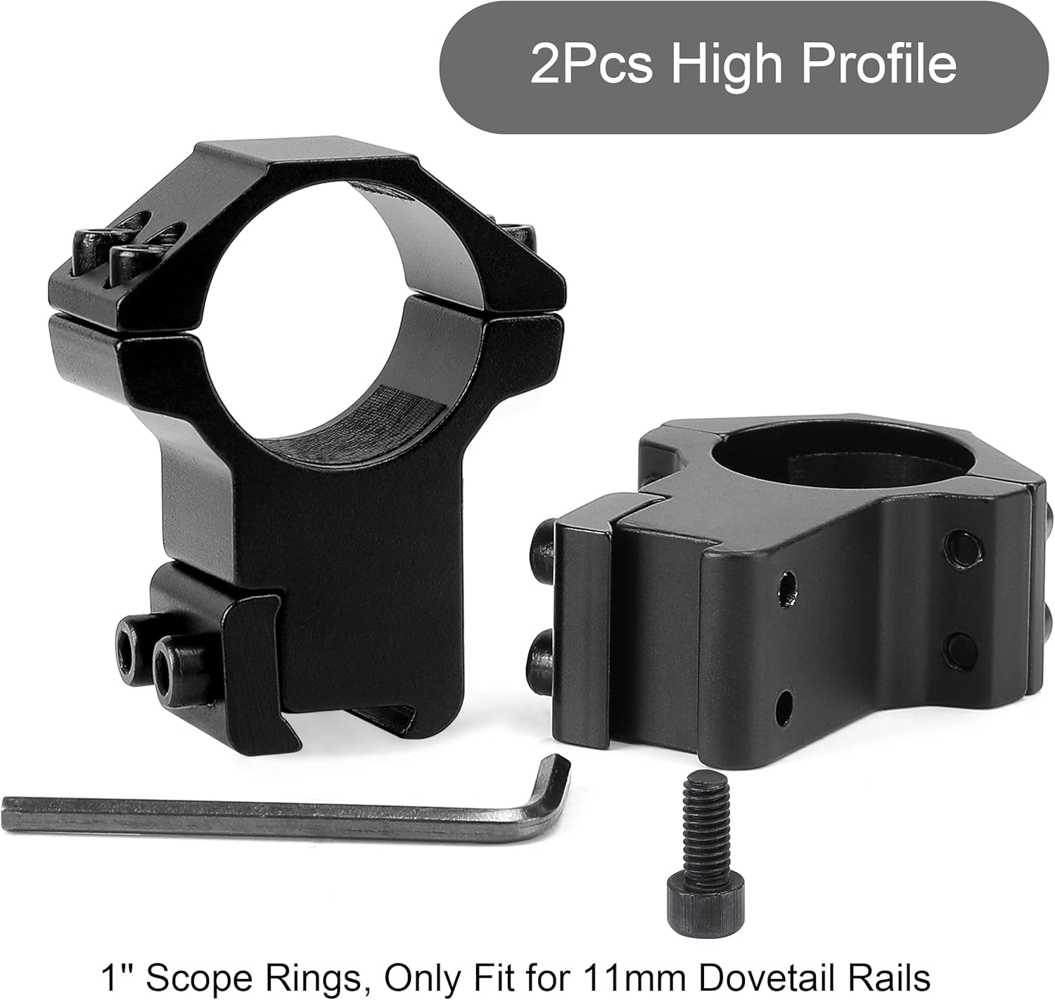 1'' Dovetail Scope Rings, 2 Pack High Profile or Medium Profile 1 Inch Scope Mount Rings for 11mm Dovetail Rails โ image 2