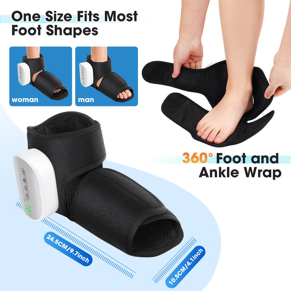 Air Compression Heated Foot Massager, Sole & Ankle Dual Zone Kneading with 4 Intensities, 4 Temp and 3 Airbag Massage Modes - Cordless USB Rechargeable and — image 6