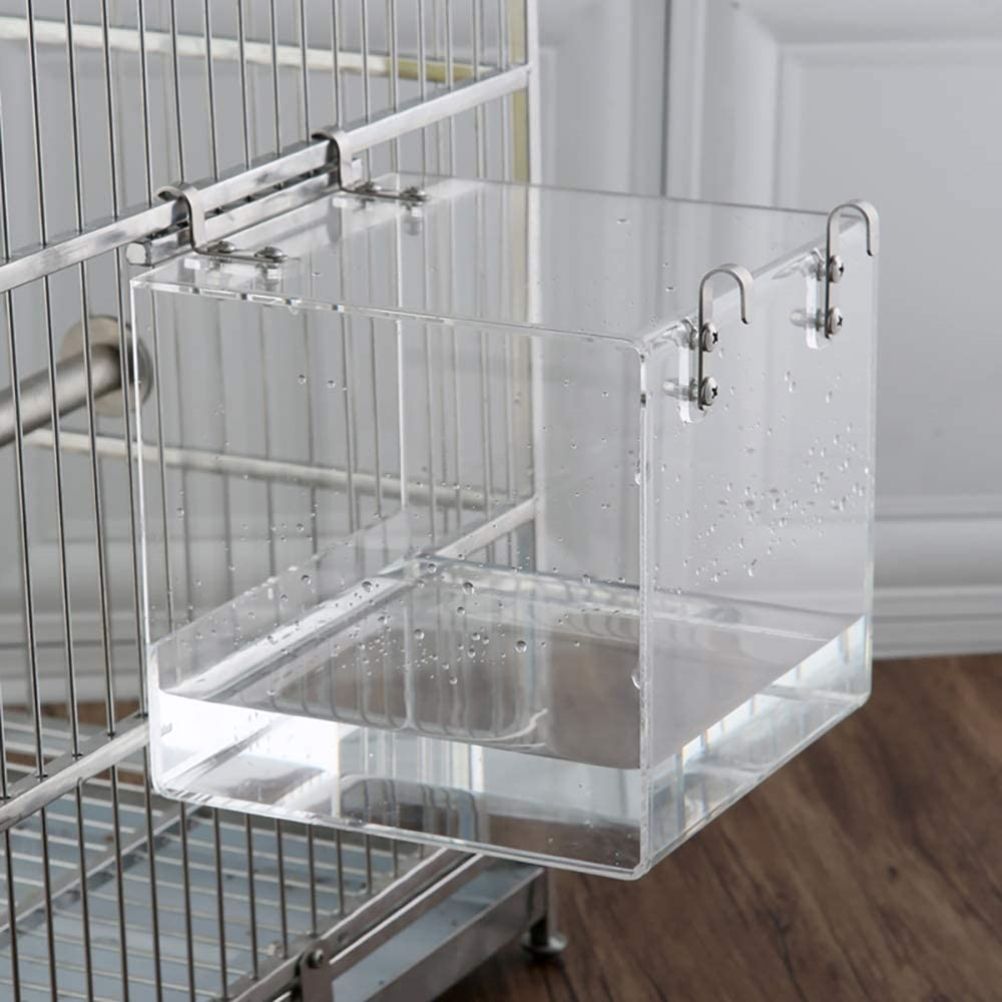 Acrylic Bird Bathtub Bath Shower Box Bowl with Hooks Cage Accessory for Birds Parrots โ image 4