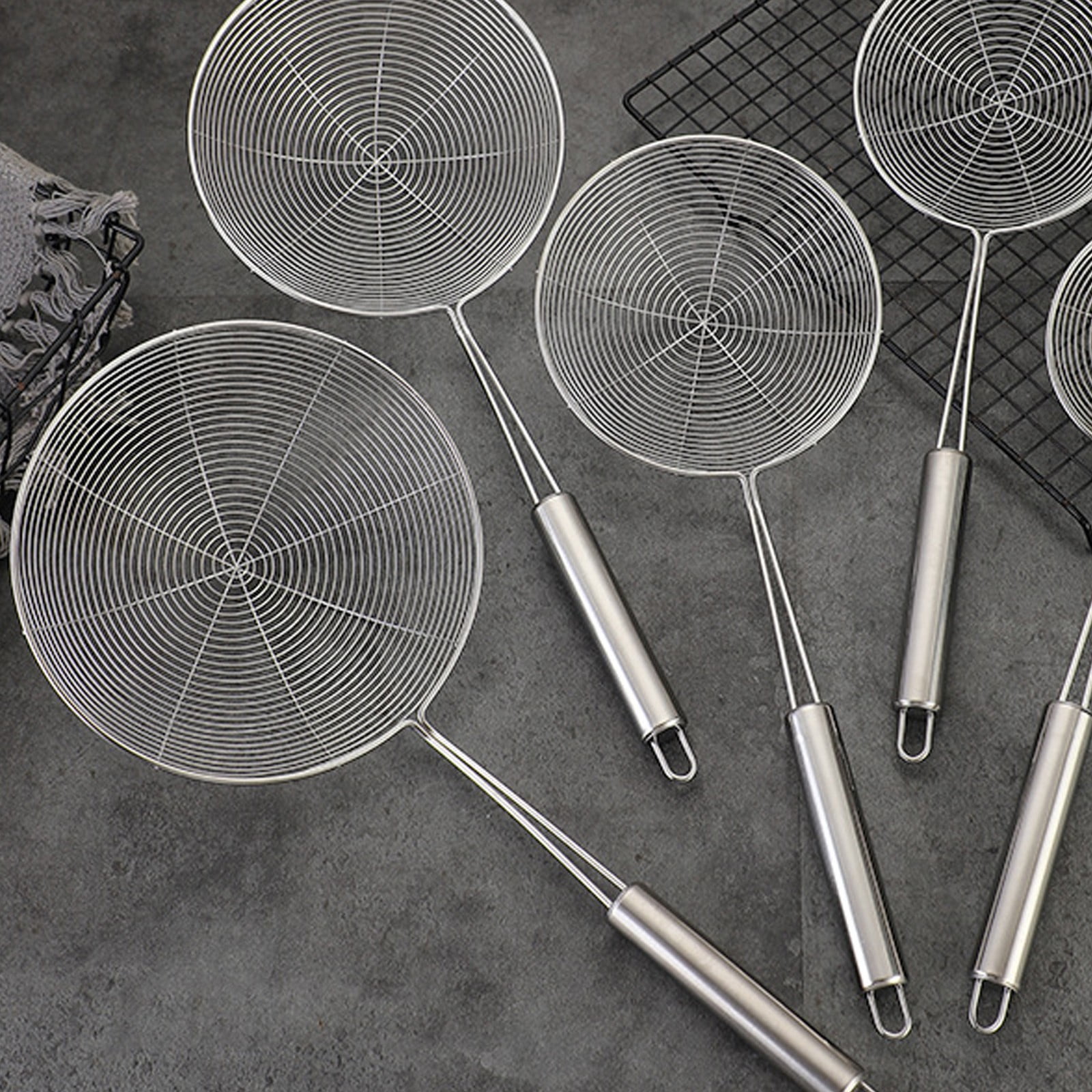 1 Piece Strainer Spider Skimmers for Kitchen Cooking and Frying Food, Stainless Steel Slotted Spoon Pasta Strainers, Silver, 40.5 x 16 cm โ image 3