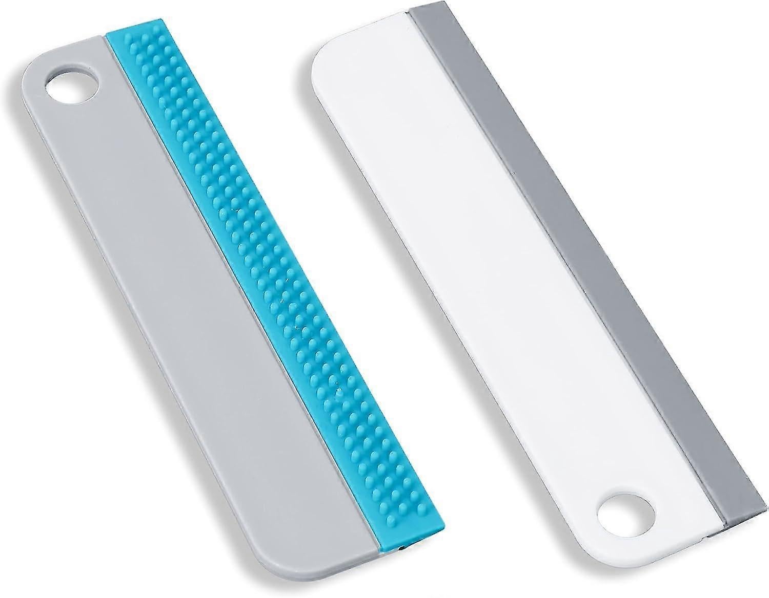 2x Window & Shower Squeegees, Silicone Glass Wiper Set for Mirrors